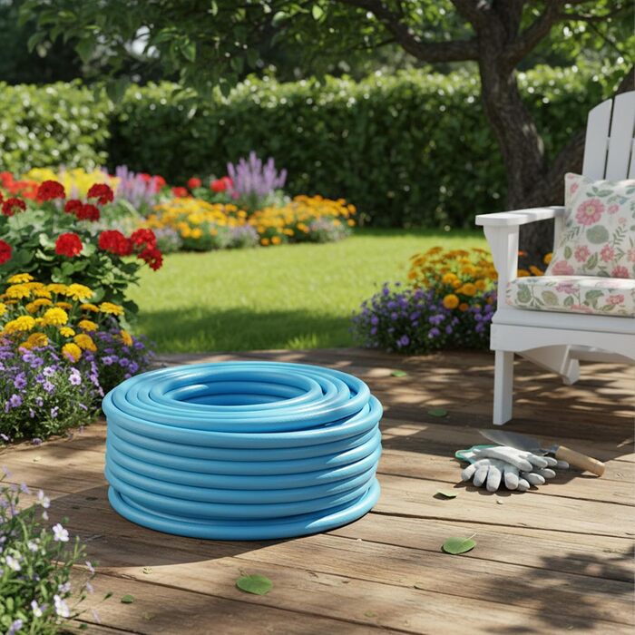 Шланг садовий Relaxdays, на вибір довжини, універсальний водопровідний шланг 1/2, стійкий до УФ-випромінювання та погодних умов, PP, світло-блакитний, 50 м