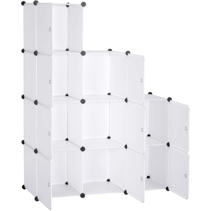 Шафа для одягу своїми руками, Система полиць, Модульний блок для зберігання, Книжкова полиця з дверима, 9 відділень, Пластик, 1137x111 см, Білий