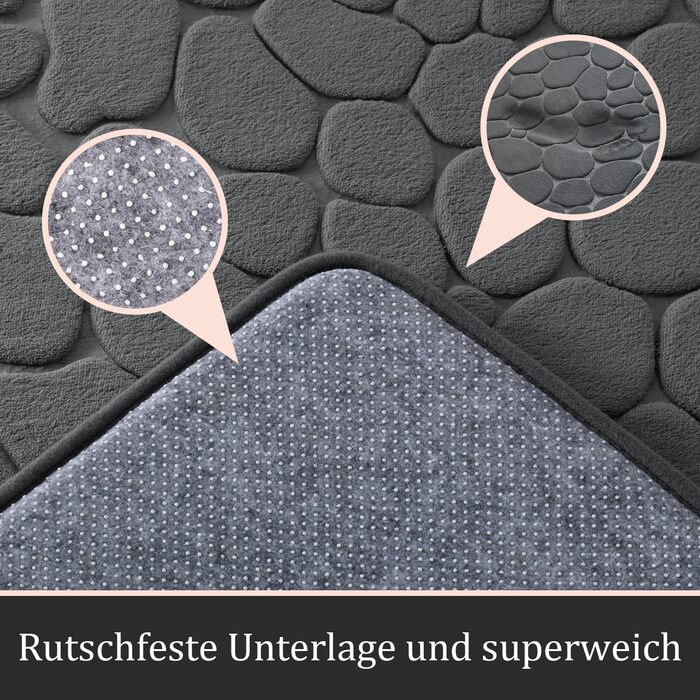 Набори килимків для ванної кімнати chakme 2 шт. и, набір килимків для ванної кімнати з брукованої піни з ефектом пам'яті Товсті, протиковзкі килимки для ванни, вбираючі темно-сірі килимки для ванни, туалету та підлоги, які можна прати, для ванни, туалету