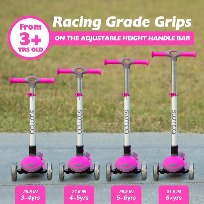 Дитячий самокат Stompa 3 роки для дівчаток хлопчиків, складний дитячий самокат 3 колеса зі світлодіодним проблисковим світлом, 4 р