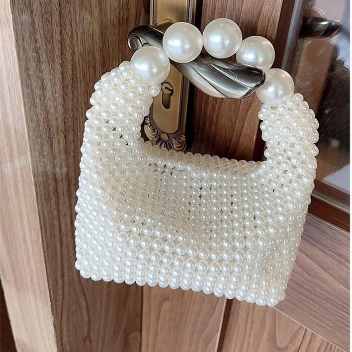 Елегантна сумка з перлами для повсякденного використання, вечірки, клатч, повсякденна сумка білого кольору