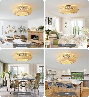 Стельовий вентилятор з підсвічуванням і пультом дистанційного керування Тихий E27 ретро бамбуковий стельовий світильник з вентилят