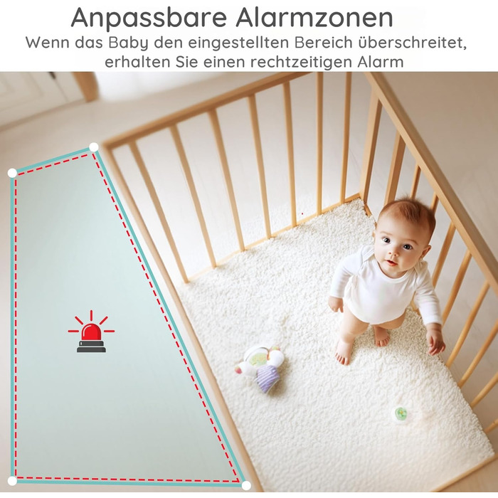 Радіоняня BOIFUN 2K із додатком камери, виявлення плачу/руху/шуму, інтелектуальне нічне бачення, автоматичне відстеження, PTZ 345/