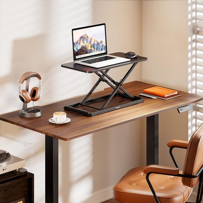 Стіл з регульованою висотою для роботи сидячи та стоячи, ергономічна підставка, стіл для роботи стоячи 61 x 30 см, складаний столик для ноутбука, чорний
