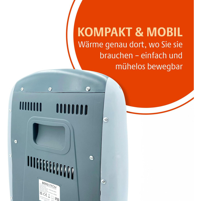 Галогенний обігрівач Bergstrm з 3 режимами нагріву макс. 1220 Вт коливання 75 захисний перемикач миттєве нагрівання після ввімкнення корпус, що не прогрівається розміри 48 x 31 x 22 см