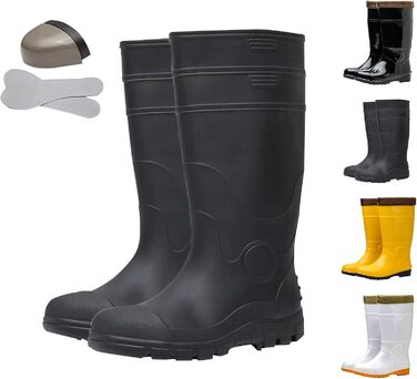 Лабораторні гумові чоботи для чоловіків, з теплою підкладкою, високі гумові чоботи до коліна, термоізоляція, чоботи без шнурівки для риболовлі, полювання та садівництва, нековзні водонепроникні гумові чоботи, D, 40 2/3 EU