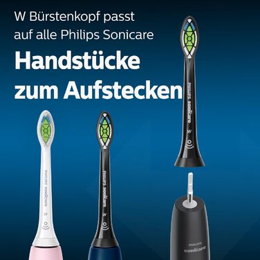 Оригінальні насадки для звукових зубних щіток Philips Sonicare Original W2 Optimal White - 8 упаковок чорного кольору (модель HX6068/13) Чорні 8 шт. (1 упаковка)