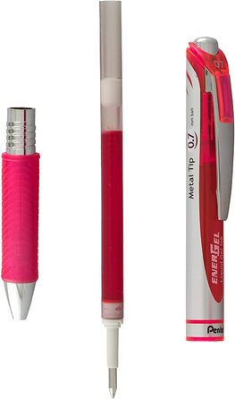 Змінні наповнювачі Pentel LR7-P для гелевих ручок EnerGel, металевий наконечник 0,7 мм, рожеве чорнило, упаковка 12 шт.