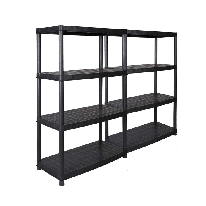 Потужні стелажі Kreher 2 x XL за вигідною ціною 92,5 x 45,8 x 141 см з 4 полицями та загальним навантаженням 280 кг Сертифіковано TV Rheinland.