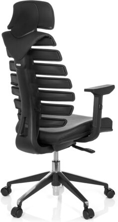 Офісне крісло Ergo LINE II PRO, 71 x 45 x 60 см, натуральна шкіра / алюміній, чорний