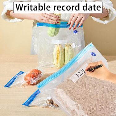 Вакуумні пакети для їжі багаторазові з клапанною блискавкою 30x34 см Безкоштовні пакети Sous Videv Вакуумний контейнер Вакуумні пакети для фруктів, овочів, подорожей, 25 шт.