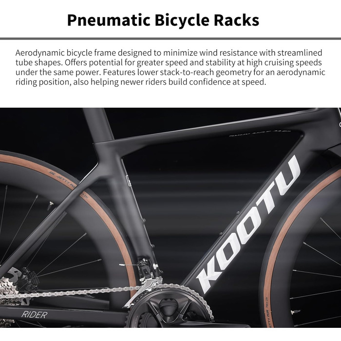 Карбоновий шосейний велосипед KOOTU, легкий шосейний велосипед з повністю карбоновими дисковими гальмами, 24-швидкісною групою Shimano R7120 та гідравлічними дисковими гальмами для дорослих, червоний, 56 см