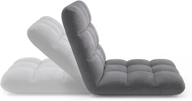 Розкладне підлогове крісло Garance на 15 позицій, велюр, антрацитово-сірий колір