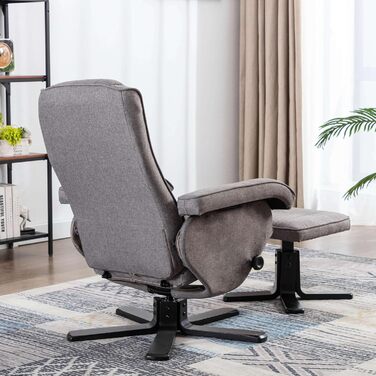 Крісло-табуретка з відкидною спинкою для телевізора, обертове крісло, поліестер, дерево, сірий колір
