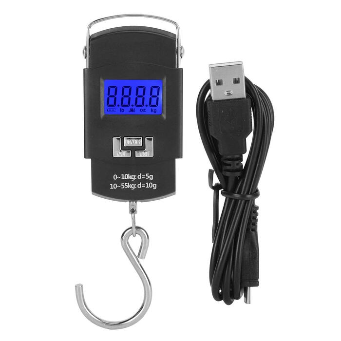 Портативні електронні ваги з USB-акумулятором, портативні експрес-ваги для риболовлі, місткість 55 кг, для експрес-багажу для риболовлі