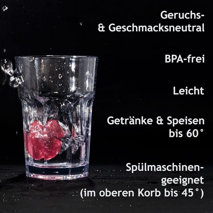 Акриловий кемпінговий стакан, 400 мл, різні кольори - келих на 6 осіб, акриловий стакан для води, пластиковий, для кемпінгу, саду, імітація справжнього скла, кухоль для пікніка, дитячий, для людей похилого віку, лонг-дрін, коктейльний, блакитно-блакитно-б