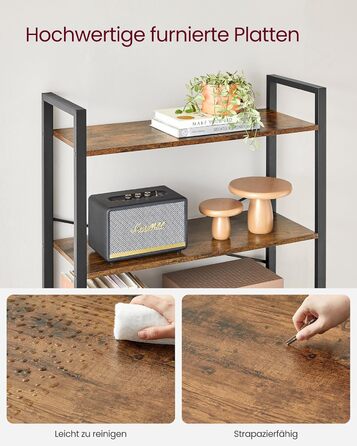 Полиця, книжкова шафа, полиця для стоячого монтажу, полиця для DVD, з 6 полицями, офісна полиця, відкриті полиці, для офісу, вітальні, спальні, кухні, 30 x 78 x 185,5 см, вінтажний коричневий-чорний LLS082B01 30 x 80 x 186 см Вінтажний коричневий чорний