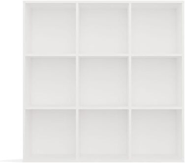 Кубічна полиця CDF 3x3 із задньою панеллю Відкрита окремостояча полиця для вітальні, спальні, коридору Квадратна полиця для зберігання книг та документів Malax White 3x3