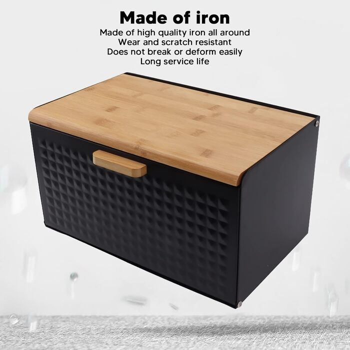 Дерев'яна хлібниця, хлібниця для зберігання хліба, хлібниця для ферми, старовинна велика хлібниця для кухонного столу, міцна хлібн