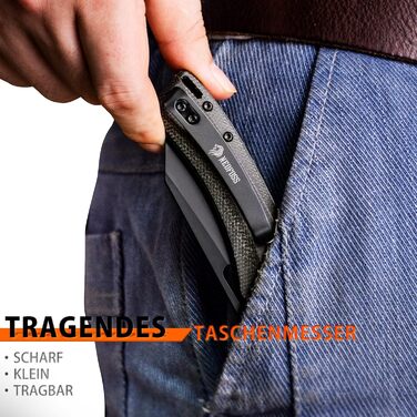 Складаний ніж NedFoss MAMBA, одноручний ніж зі сталі 9CM D2 з рукояткою Micarta, кишеньковий ніж з замком лайнера та шарикопідшипн