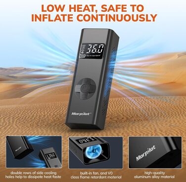 Електричний повітряний насос Morpilot, міні портативний компресор 7800mAh, велосипедний насос електричний з цифровим дисплеєм і ав