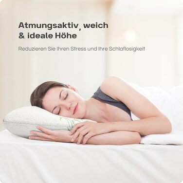 Ортопедична подушка для шиї Sleeptime - Подушка для голови виготовлена з в&39язкопружної гелевої піни (піна з ефектом пам&39яті), що знімає тиск, з бамбуковим чохлом - Розмір подушки 70x40 см - Висота 12 см