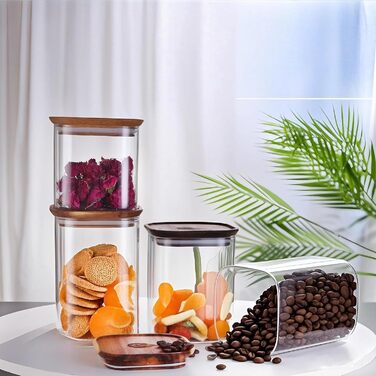 Набір з 6 шт. абельованих банок для зберігання DropD&39olio з дерев&39яними кришками стильне та безпечне зберігання, яке стало простішим