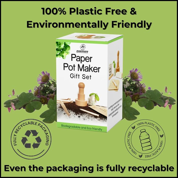 Набір для виготовлення паперових горщиків для садівництва - Все, що потрібно, щоб зробити власні біорозкладні горщики для рослин та розсади зі старих газет та посадити рослини