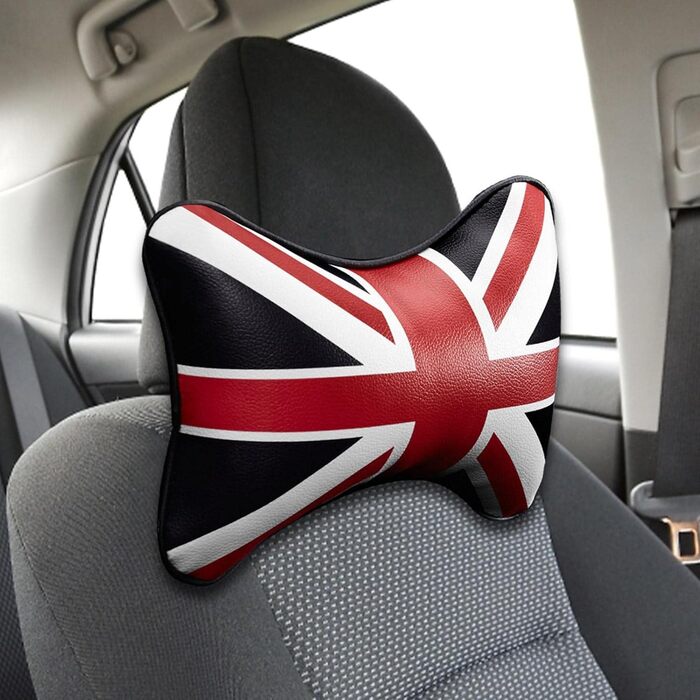 Подушка для шиї автомобіля Facynde Union Jack - подушка для шиї автомобільних сидінь Union Jack Flag Pattern - PU шкіра PP бавовна Зручна підтримка шиї Британська