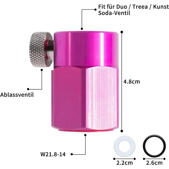 Швидкий адаптер для заправки CO2 SZBYH, швидкий адаптер для балона CO2, сумісний з SodaStream Duo, Terra, Art, Gaia, Crystal 3.0, E-Duo, компактний адаптер для передачі циліндрів CO2 для підключення пляшки W21.8-14
