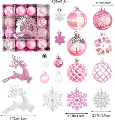 Різдвяні прикраси 45 шт рожеві Generisch