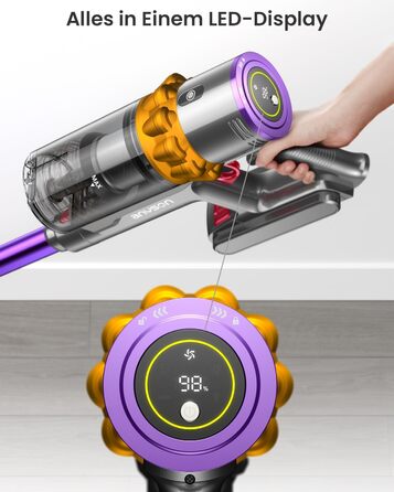 Акумуляторний пилосос Anyson 45000Pa/550W/70Min, 1.6 л акумуляторний пилосос супер тихий, акумуляторний пилосос самозаряджається з