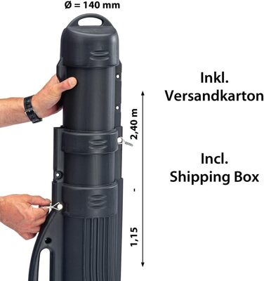 Транспортувальна трубка для вудки SAENGER, телескопічна, для кількох вудок, трубка для транспортування вудки 115-240 см, ударостійка