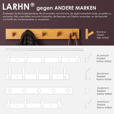 Гачки для одягу дерев'яні (2 шт.) - вішалка дерев'яна з 5 гачками - 43 см - гачки для одягу настінні - настінна вішалка для передп