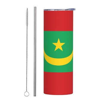 Кухоль з прямою трубочкою, дизайн мавританський прапор, друкований, дорожній кухоль, підходить для кемпінгу, офісу та дому, 590 мл