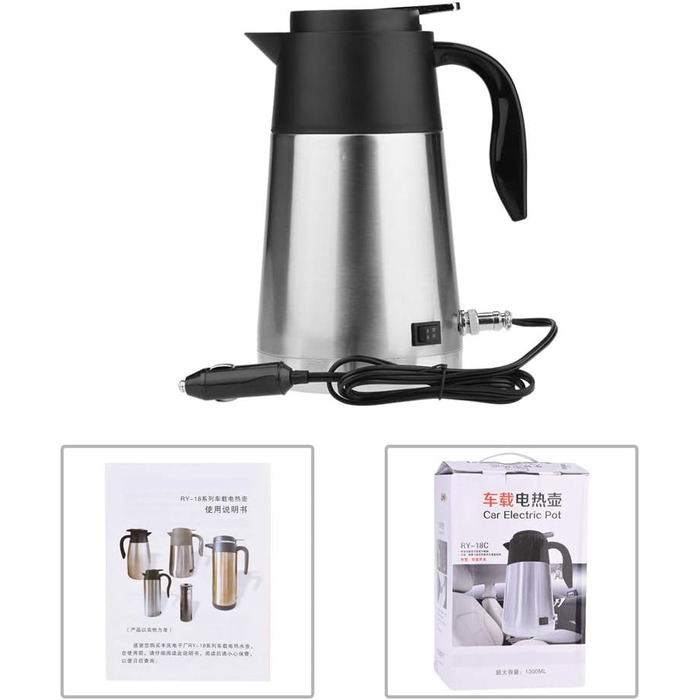 Електрочайник DEWIN для автомобіля, електрочайник портативний 1300мл автомобільний чайник з великою ємністю для подорожей 24В 240В