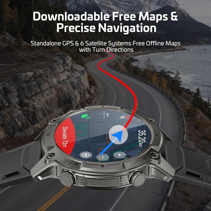 Розумний годинник SOUYIE для чоловіків з GPS, офлайн-картами та 6-супутниковою навігацією, водонепроникність 5 атм, 21 день роботи від батареї, голосовий помічник зі штучним інтелектом, 178 спортивних режимів, фітнес-трекер з монітором серцевого ритму та 