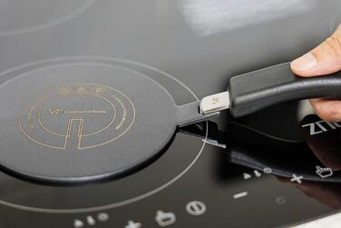 Індукційний адаптер 14 см знімна ручка, ізоляційна не змінює колір після використання теплорозподільник з чорним покриттям для високих температур, пластинчасте реле індукційне/газове 14 см