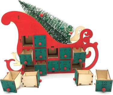 Різдвяні сани ялинка дерев"яний адвент-календар Guaber