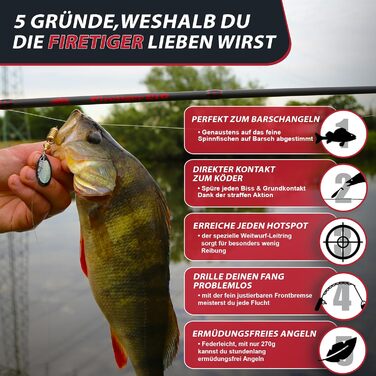 Спінінгове вудилище Firetiger I 2,1 м/2,4 м/2,7 м I 5-20 г/ 15-35 г/ 20-60 г I Вудилище для лову окуня I Вудилище для судака I Вудилище для щуки - Спінінгові вудилища 2,1 м 5-20 г котушка 2000, вудилище та котушка