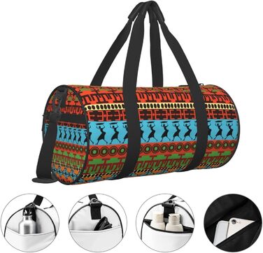Спортивна сумка, дорожня сумка, з африканським принтом, чорна, універсальний розмір