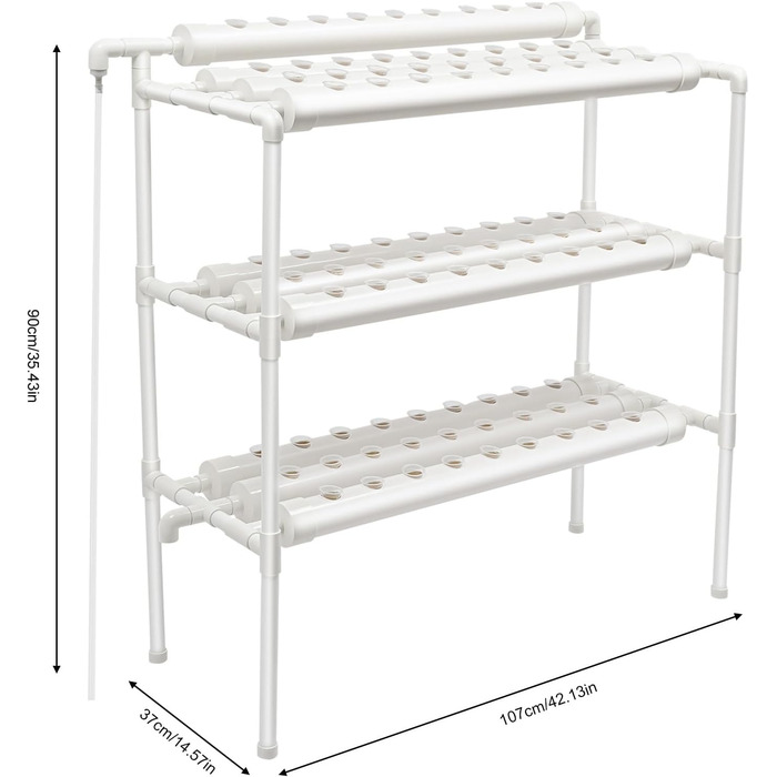 Набір для гідропонного вирощування LIAIZE із 90 місцями для рослин, 3-шарова система гідропонного вирощування, набір для гідропонного вирощування на ділянці Система гідропонного садівництва Безґрунтові труби для вирощування Вертикальний сад