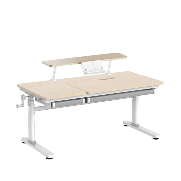 Дитячий стіл з ручним регулюванням висоти, похилою підставкою, регульованою стільницею та підставкою для книг (CELIN та ALVO), стіл під дерево підставка для книг