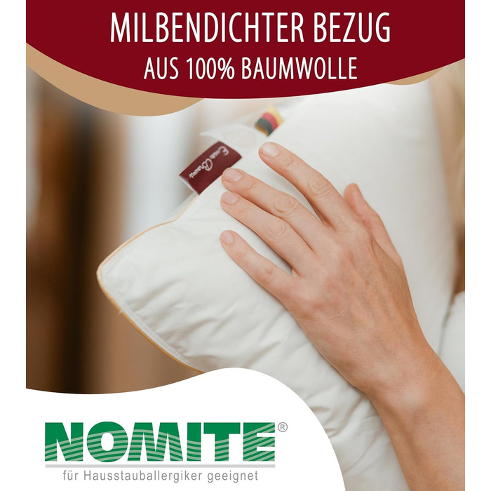 Пухова подушка 80 x 80 см - Подушка зі 100 пір&39яним наповнювачем - Подушка 80x80 см з бавовняним чохлом - Подушка для спокійного сну - Пухова подушка - Подушка - Подушка 80x80 см