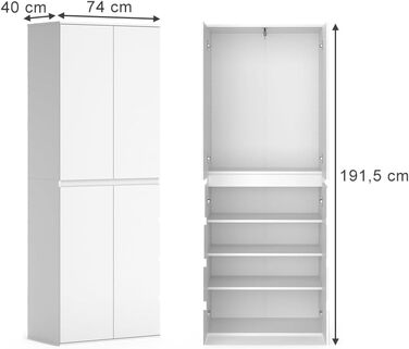 Шафа Vicco Claus, біла, 74 x 191,5 см з 4 дверима