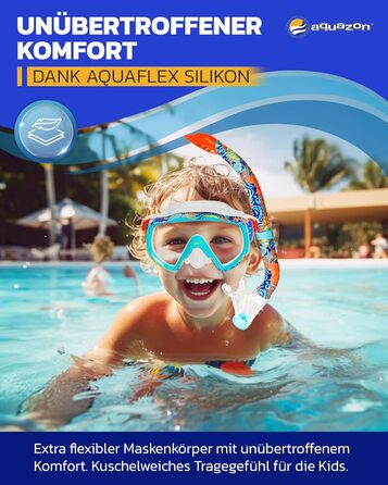 Надзвичайно зручний дитячий комплект для підводного плавання, маска для дайвінгу з надм&39яким силіконом, 7-14 років, кришталево чистий вид крізь загартоване скло Coral