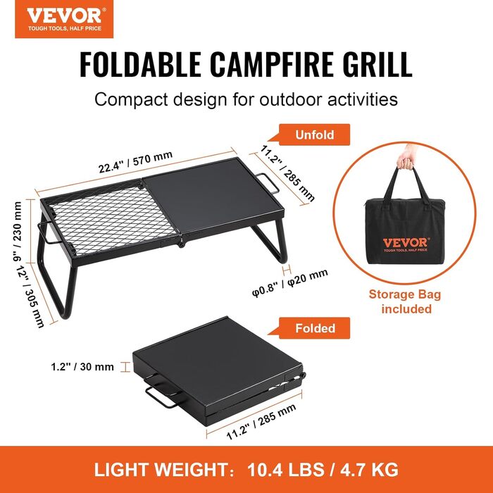 ВУГІЛЬНИЙ ГРИЛЬ VEVOR BBQ Grills Складаний настільний гриль 570 x 285 x 230 мм, вантажопідйомність 6 кг Портативний дорожній гриль Вуличний кемпінговий гриль 300 , решітка для гриля плита для гриля для садових вечірок, пікніків, патіо