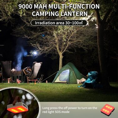 Світлодіодний світильник для кемпінгу Naturehike 1300LM, надзвичайно яскравий 9000mAh, перезаряджається До 180 годин роботи 3 колірні температури та плавне затемнення IPX5, водонепроникний з гачком для намету, надворі, екстрений