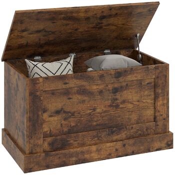 Дерев&39яна скриня для іграшок HOMCOM із запобіжною петлею, для вітальні, передпокій, 80 x 40 x 45 см, рустикальний коричневий