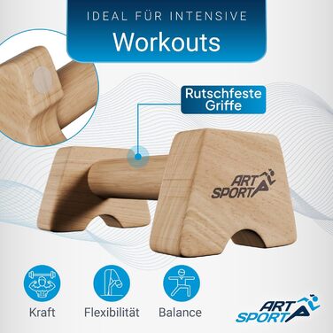 Дерев&39яні ручки для віджимань ArtSport - калістеніка, паралети, турніки для віджимань, для приміщень та вулиці, ергономічні ручки для стійки на руках, натуральні, середні